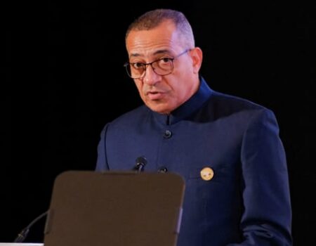 Madaxweynaha São Tomé Carlos Vila Nova oo khudbad ka jeedinaya munaasabad