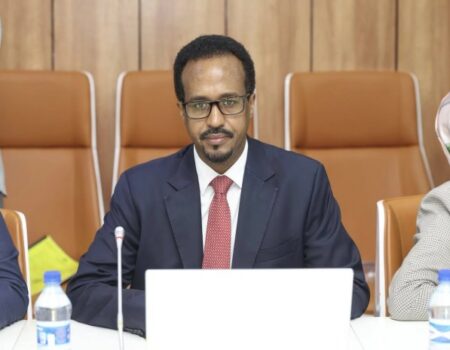 Wasiirka Ganacsiga Soomaaliya Jamaal Maxamed Xasan oo ku baaqay xabbad-joojinta Sanaag