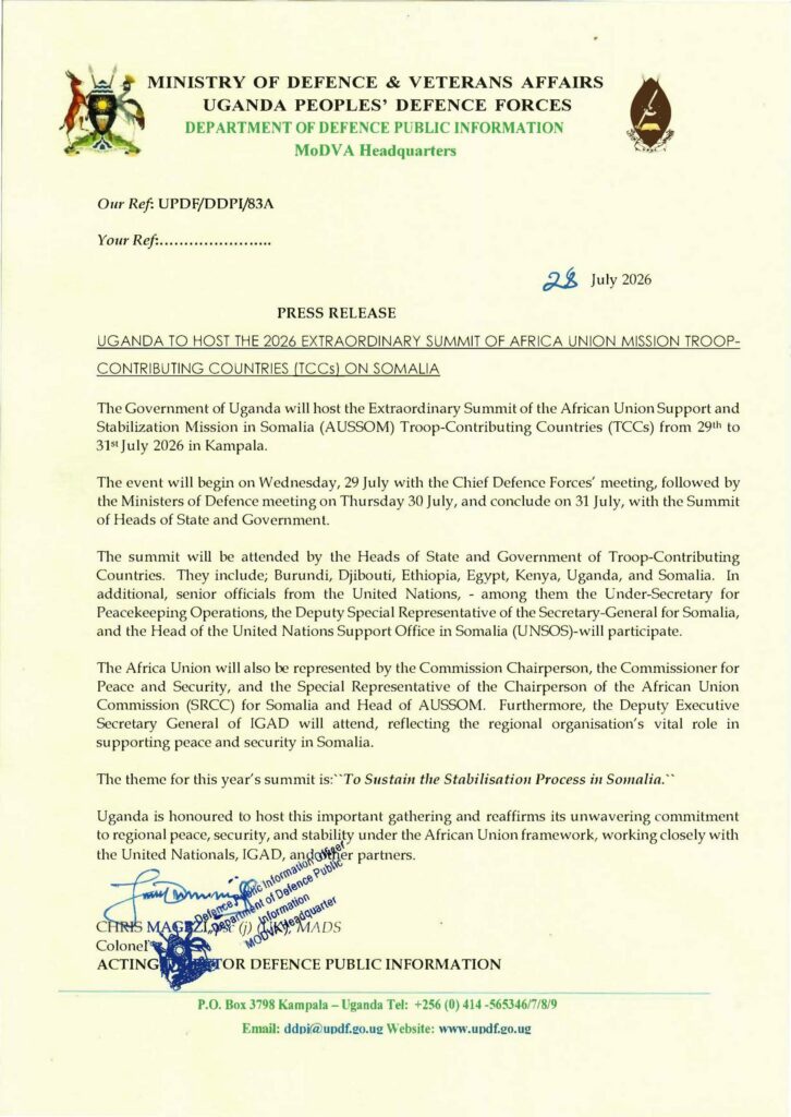 Taliyeyaal ciidan oo ka qeybgalaya shirka amniga Soomaaliya ee Kampala